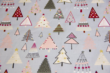 Baumwollwebware mit Weihnachtsbäumen, Weihnachten, grau, 0,5 m